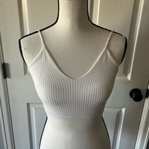 SHEIN Cream Ribbed Knit Top